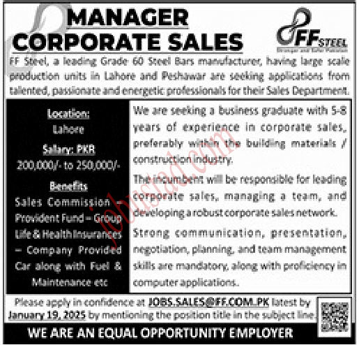 Latest Manager Jobs in Lahore January 2025